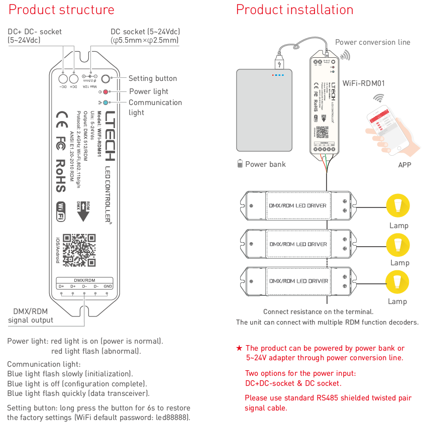 Ltech WiFi-RDM01 WiFi Controller